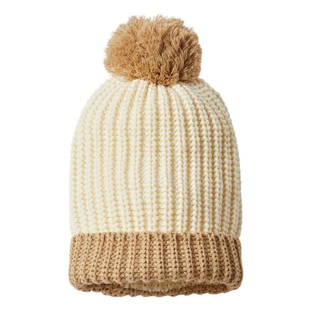 Richardson Chunky Cable Beanie - Richardson 143R Stone/ Navy One Size Beanies