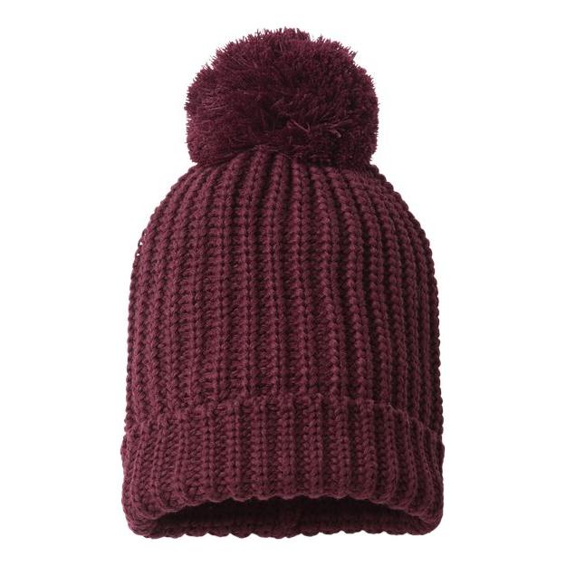 Richardson Chunky Cable Beanie - Richardson 143R Stone/ Navy One Size Beanies