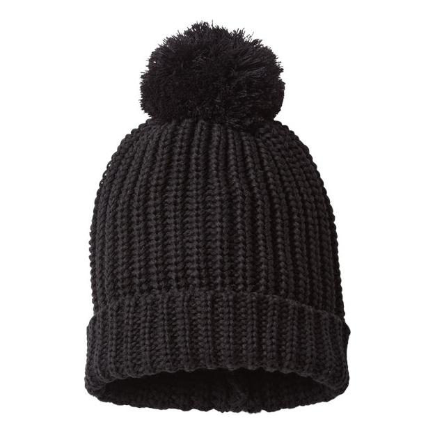 Richardson Chunky Cable Beanie - Richardson 143R Stone/ Navy One Size Beanies