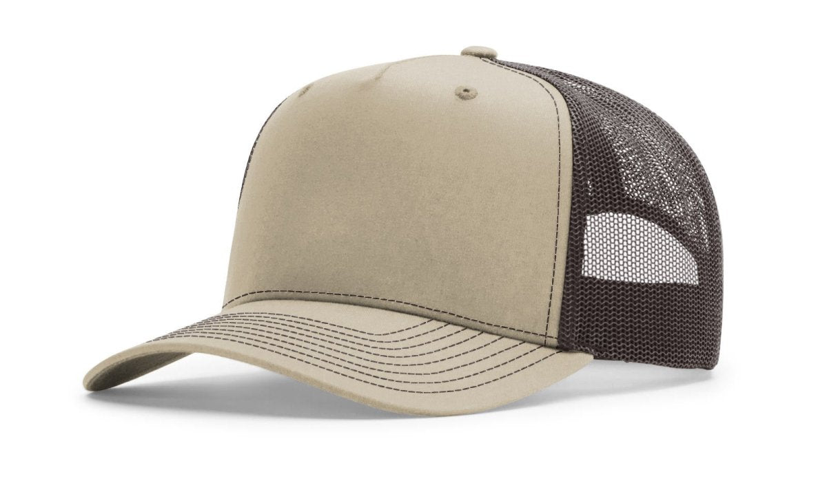 Richardson Five Panel Champ Trucker - Richardson 112FPC Khaki/Coffee Adjustable Caps