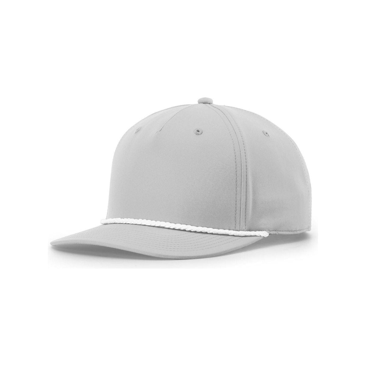 Richardson Five Panel Classic Rope Cap - Richardson 258 Light Grey/ White Adjustable Caps