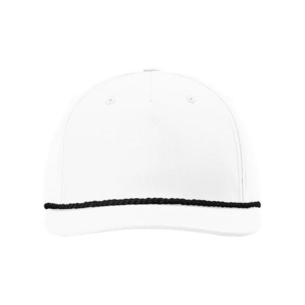 Richardson Five Panel Classic Rope Cap - Richardson 258 White/Black Adjustable Caps