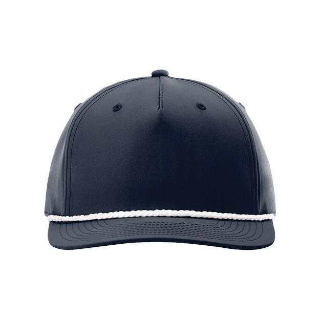 Richardson Five Panel Classic Rope Cap - Richardson 258 White/Black Adjustable Caps