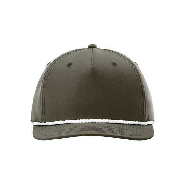 Richardson Five Panel Classic Rope Cap - Richardson 258 White/Black Adjustable Caps