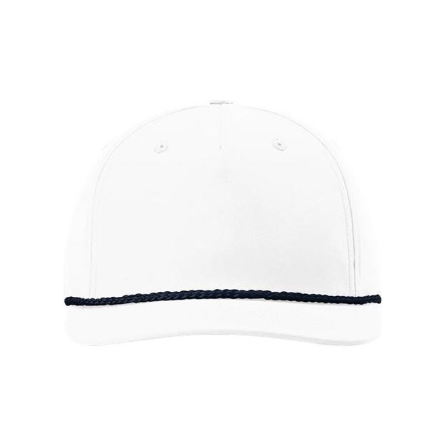 Richardson Five Panel Classic Rope Cap - Richardson 258 White/Black Adjustable Caps