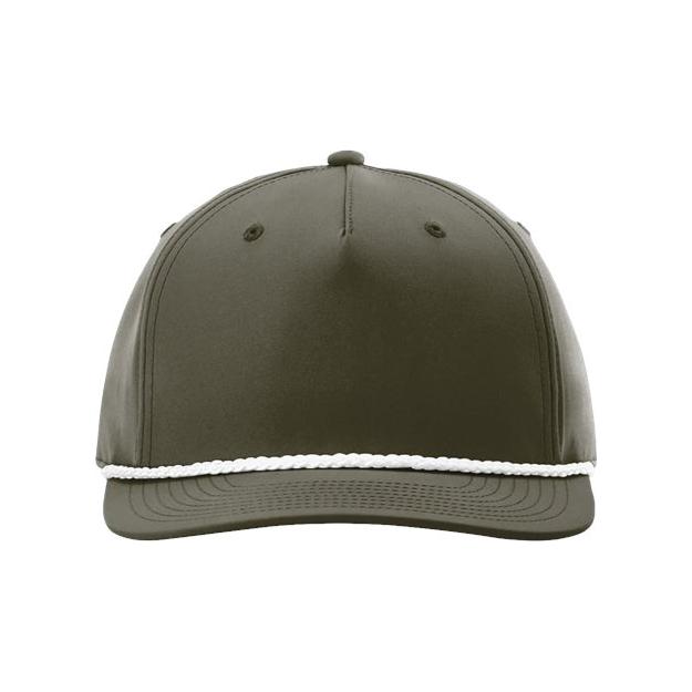 Richardson Five Panel Classic Rope Cap - Richardson 258 White/Black Adjustable Caps