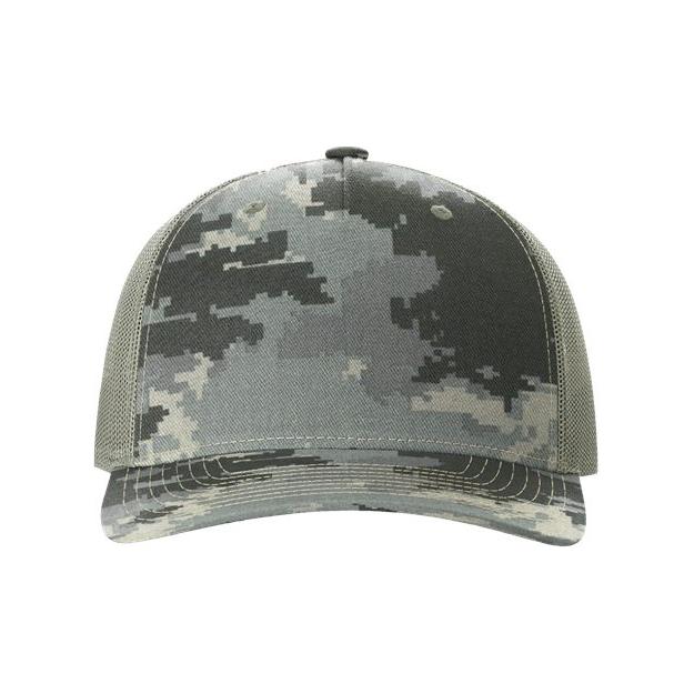 Richardson Five - Panel Printed Trucker Cap - Richardson 112PFP Blaze Duck Camo/ Blaze Adjustable Caps