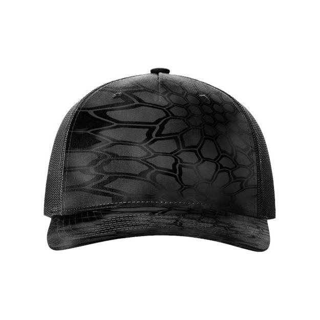 Richardson Five - Panel Printed Trucker Cap - Richardson 112PFP Blaze Duck Camo/ Blaze Adjustable Caps