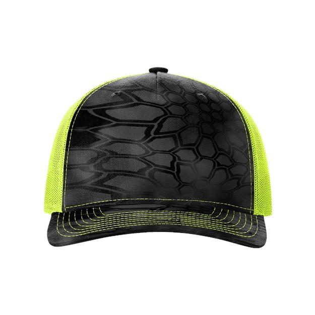 Richardson Five - Panel Printed Trucker Cap - Richardson 112PFP Blaze Duck Camo/ Blaze Adjustable Caps
