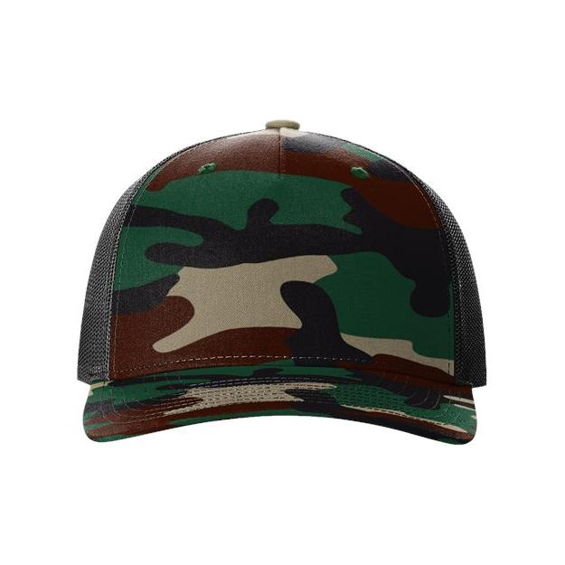 Richardson Five - Panel Printed Trucker Cap - Richardson 112PFP Blaze Duck Camo/ Blaze Adjustable Caps