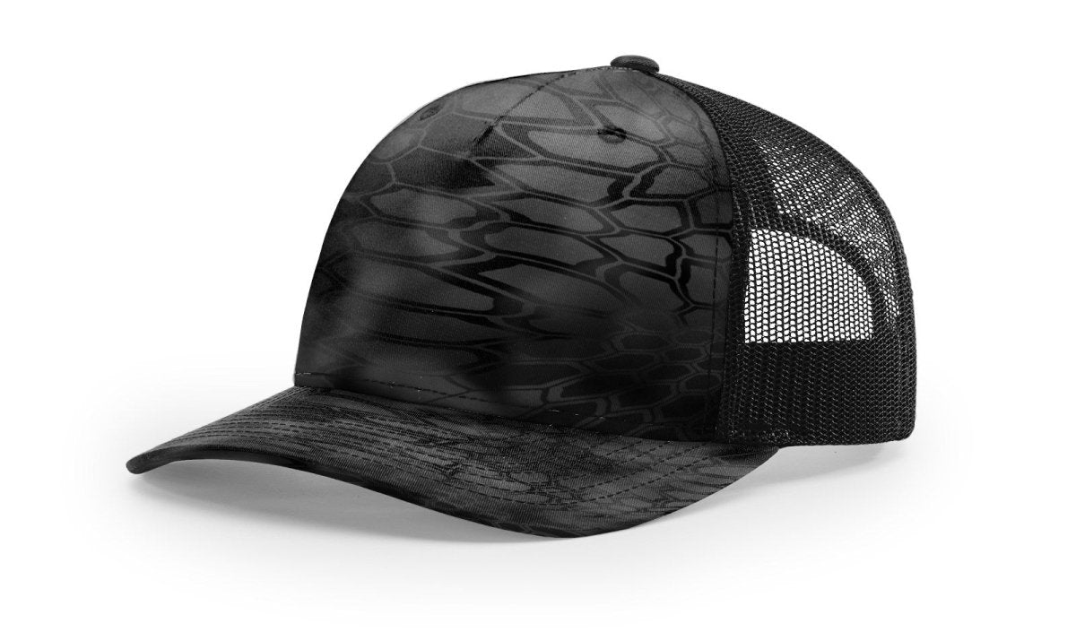 Richardson Five - Panel Printed Trucker Cap - Richardson 112PFP Kryptek Typhon/ Black Adjustable Caps
