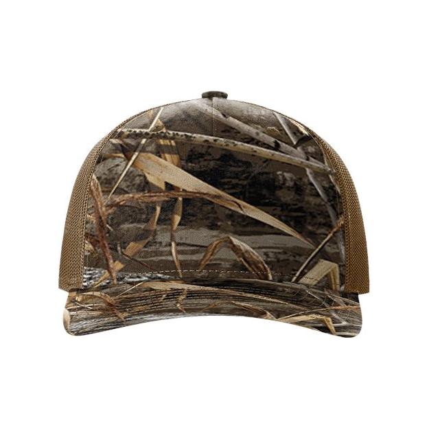 Richardson Five - Panel Printed Trucker Cap - Richardson 112PFP Realtree Escape/ Black Adjustable Caps