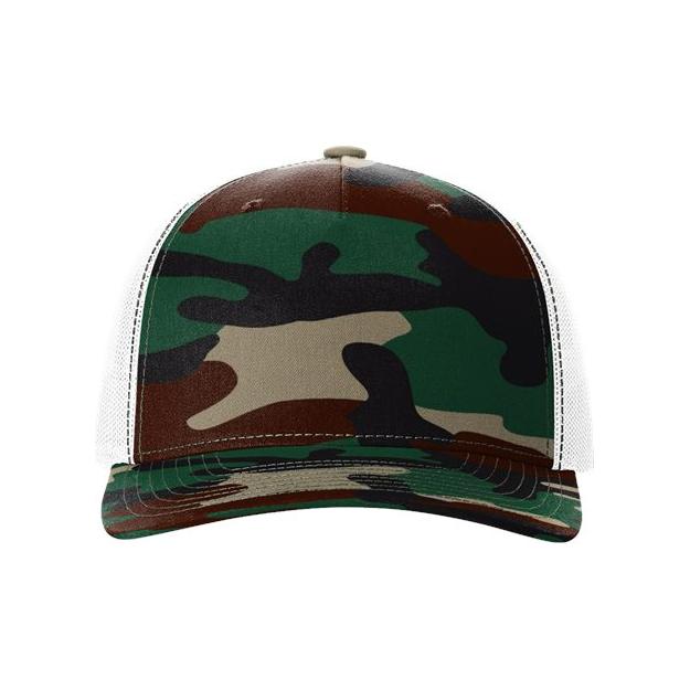 Richardson Five - Panel Printed Trucker Cap - Richardson 112PFP Realtree Escape/ Black Adjustable Caps