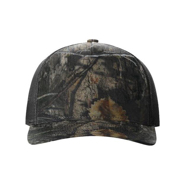 Richardson Five - Panel Printed Trucker Cap - Richardson 112PFP Realtree Escape/ Black Adjustable Caps