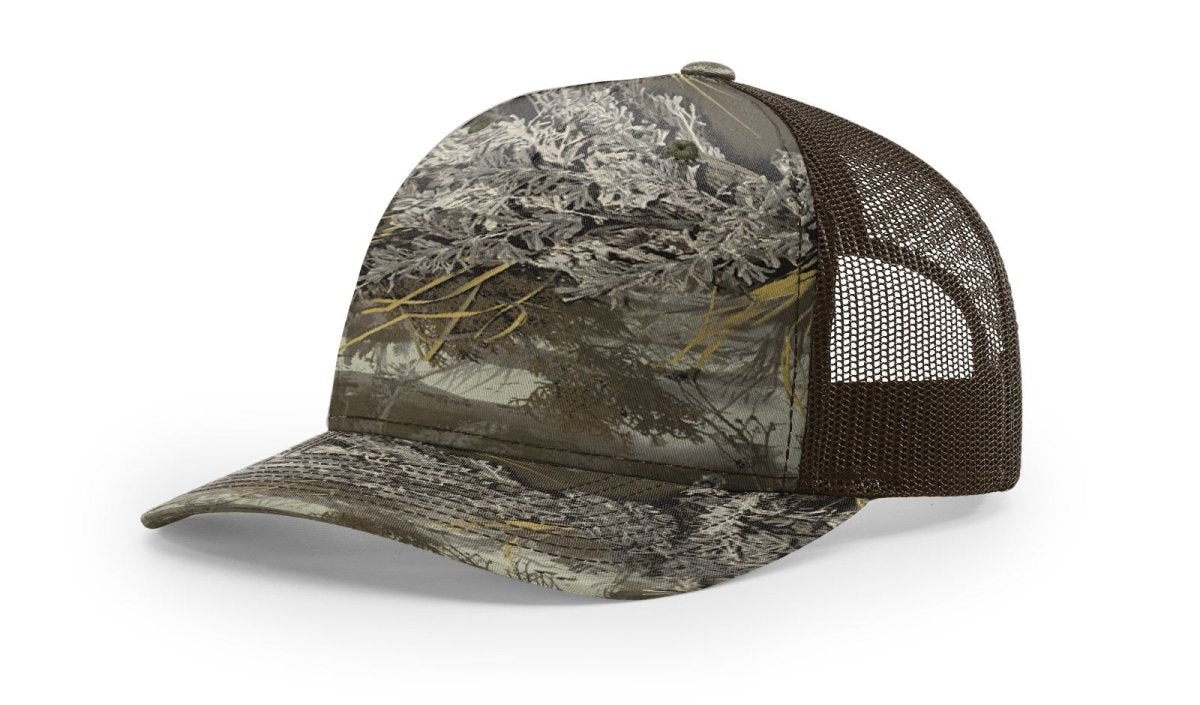 Richardson Five - Panel Printed Trucker Cap - Richardson 112PFP Realtree Max - 1/ Brown Adjustable Caps