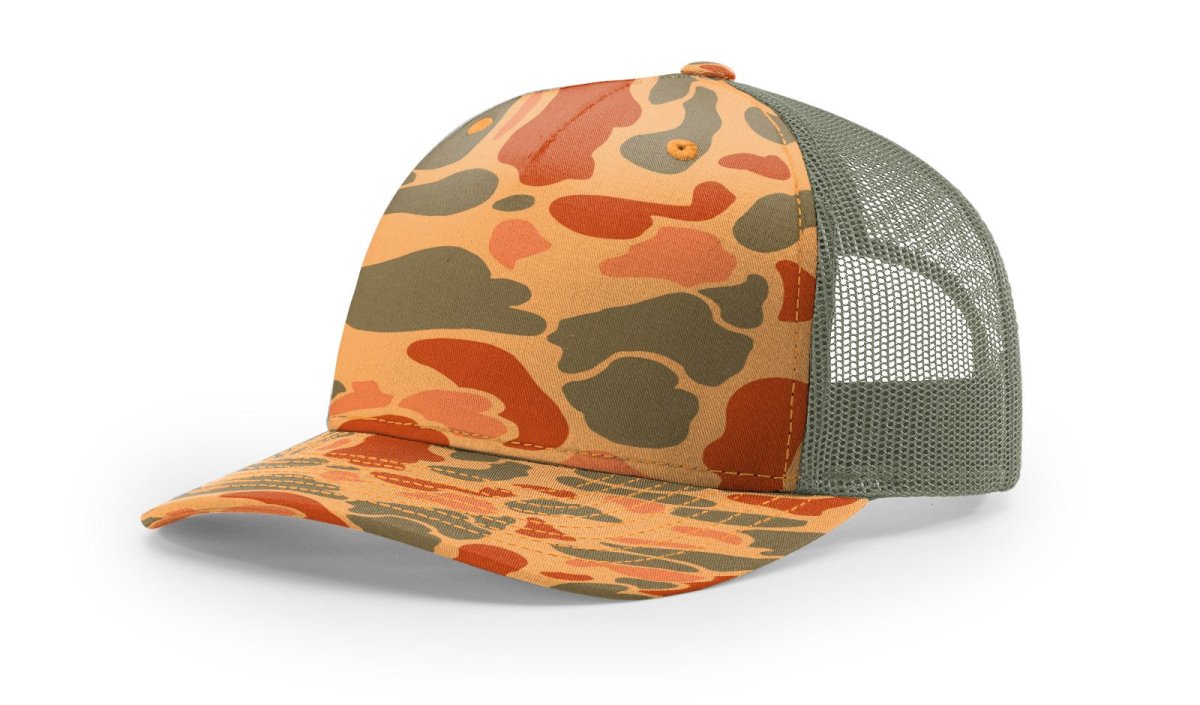 Richardson Five - Panel Printed Trucker Cap - Richardson 112PFP Sienna Duck Camo/Loden Adjustable Caps
