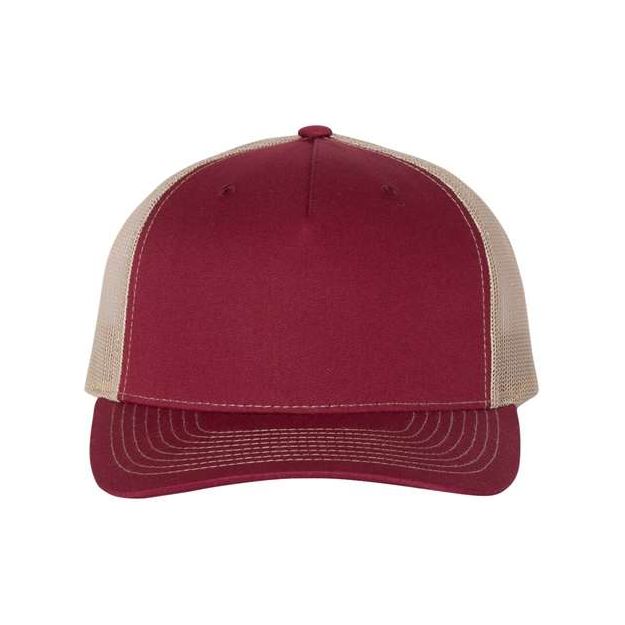 Richardson Five - Panel Trucker Cap - Richardson 112FP Blue Teal/ Birch/ Navy Adjustable Caps