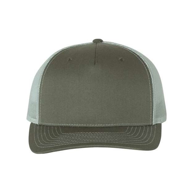 Richardson Five - Panel Trucker Cap - Richardson 112FP Pale Khaki/ Loden Green Adjustable Caps
