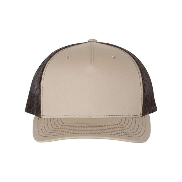 Richardson Five - Panel Trucker Cap - Richardson 112FP Pale Khaki/ Loden Green Adjustable Caps