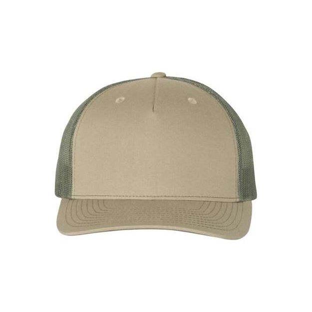 Richardson Five - Panel Trucker Cap - Richardson 112FP Pale Khaki/ Loden Green Adjustable Caps