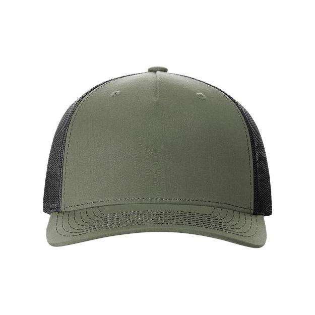 Richardson Five - Panel Trucker Cap - Richardson 112FP Pale Khaki/ Loden Green Adjustable Caps