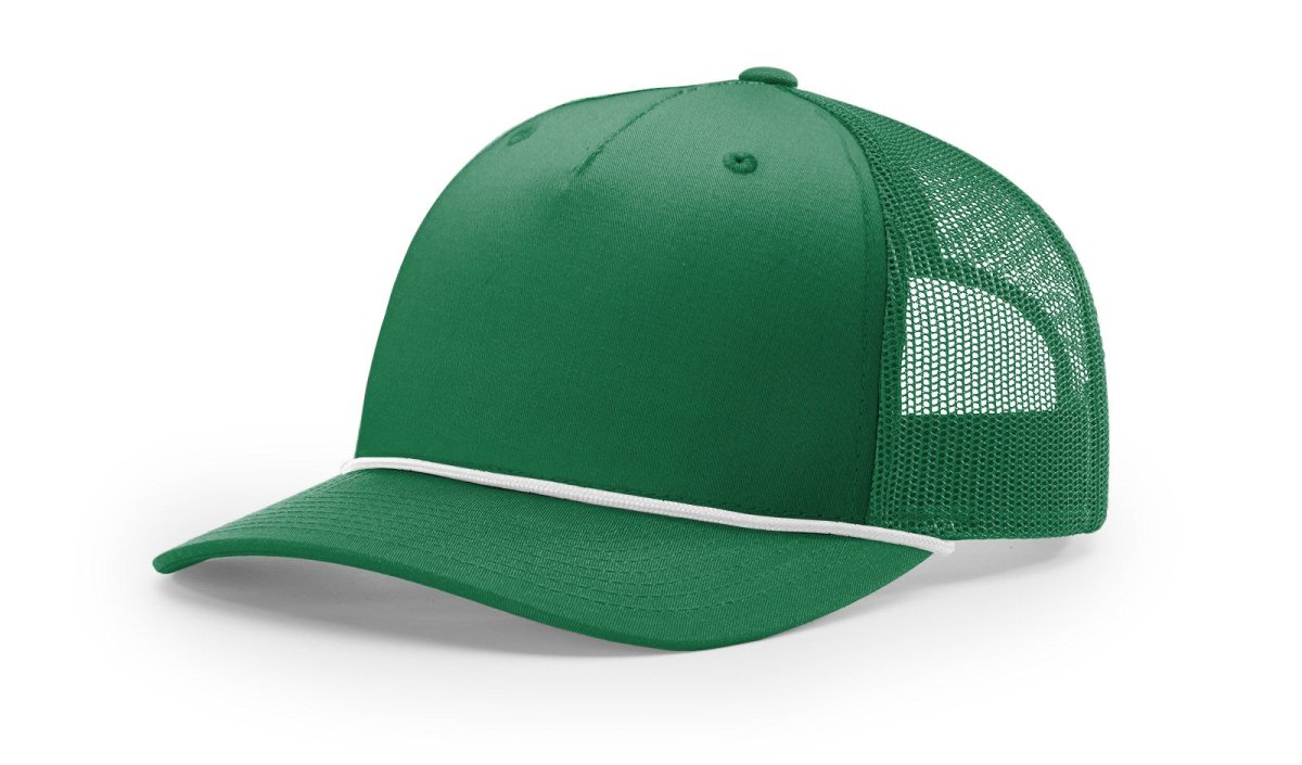 Richardson Five - Panel Trucker with Rope Cap - Richardson 112FPR Kelly/White Adjustable Hats