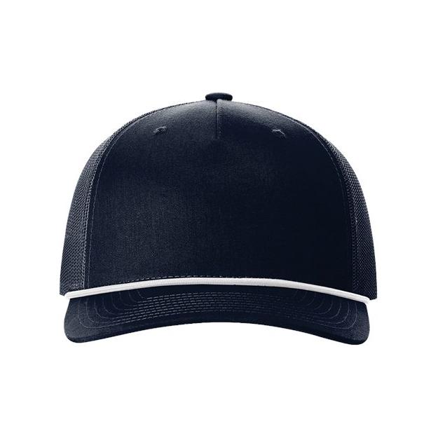 Richardson Five - Panel Trucker with Rope Cap - Richardson 112FPR White/ Navy Adjustable Hats