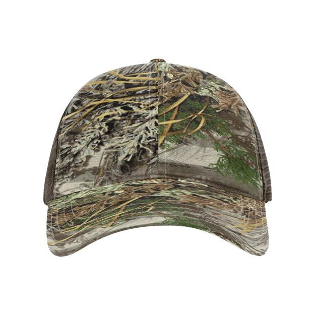 Richardson Garment Washed Printed Trucker Cap - Richardson 111P Shadow Grass Habitat/ Brown Adjustable Hats
