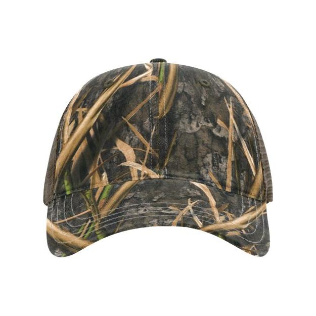 Richardson Garment Washed Printed Trucker Cap - Richardson 111P Shadow Grass Habitat/ Brown Adjustable Hats