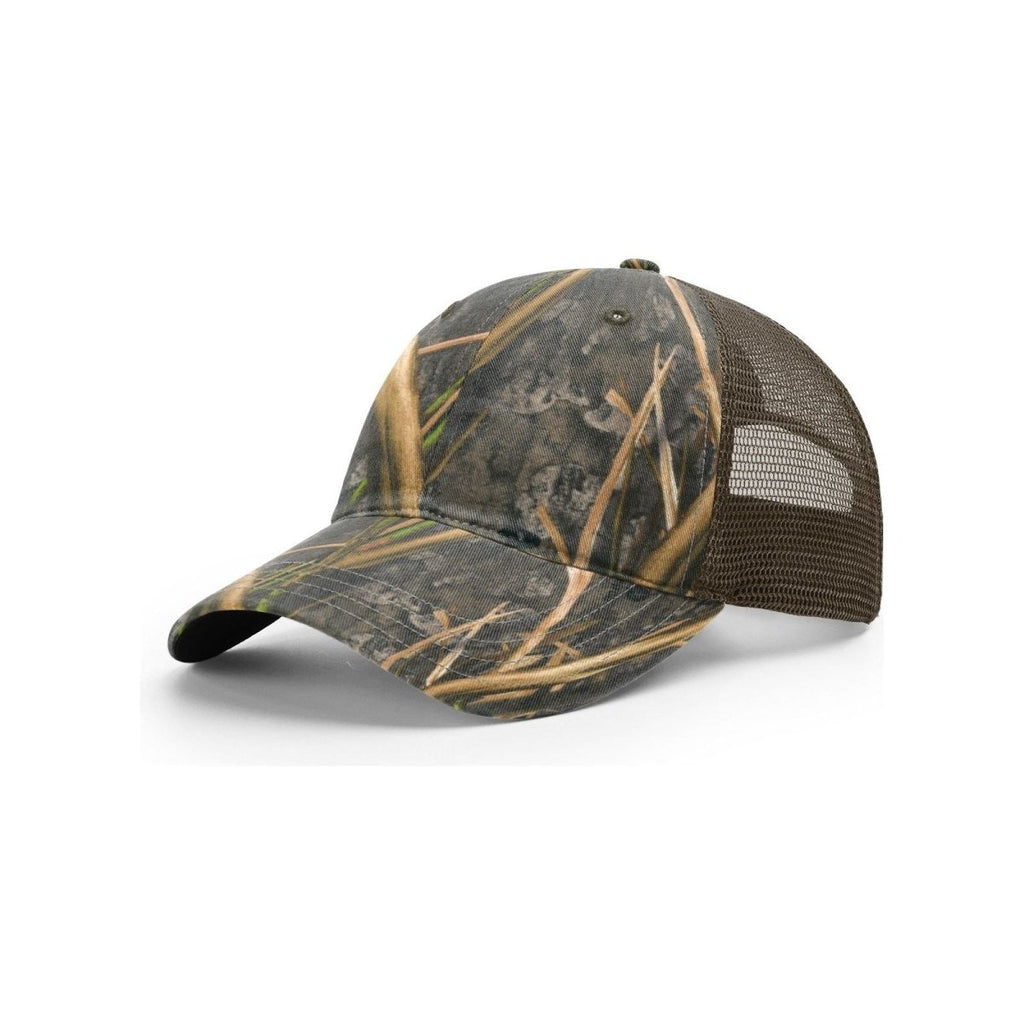 Richardson Garment Washed Printed Trucker Cap - Richardson 111P Shadow Grass Habitat/ Brown Adjustable Hats