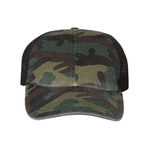 Richardson Garment Washed Printed Trucker Cap - Richardson 111P Shadow Grass Habitat/ Brown Adjustable Hats