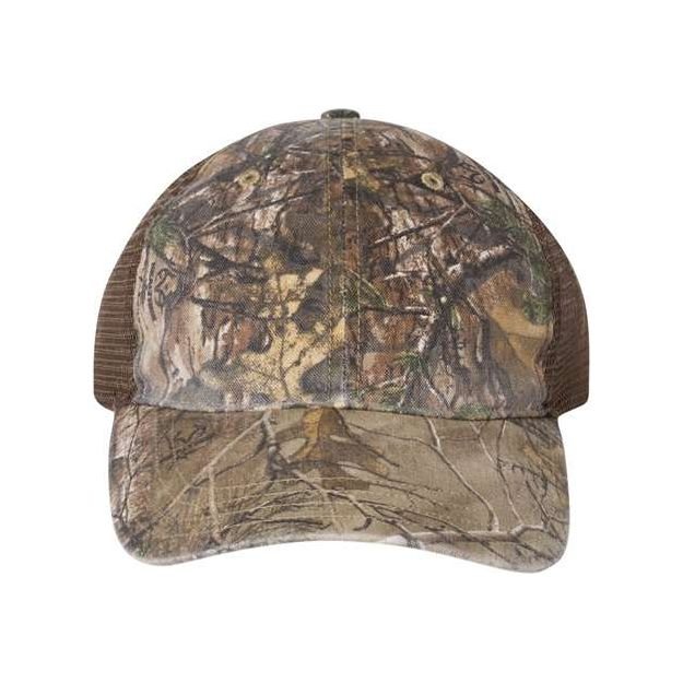 Richardson Garment Washed Printed Trucker Cap - Richardson 111P Shadow Grass Habitat/ Brown Adjustable Hats