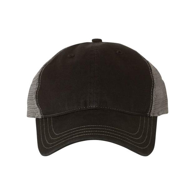 Richardson Garment - Washed Trucker Cap - Richardson 111 Black Adjustable Hats