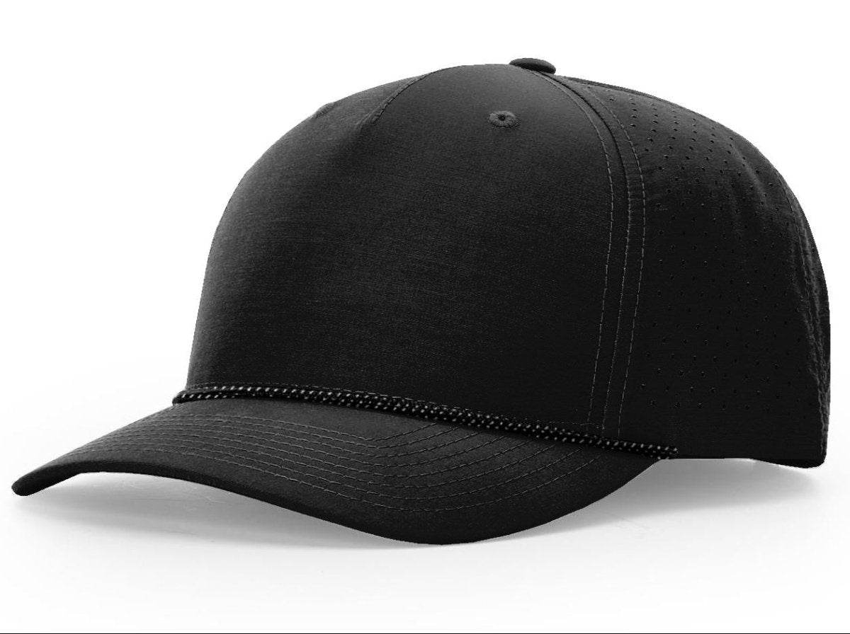 Richardson LASER PERF PERFORMANCE ROPE CAP - Richardson 355 Black/Black - Grey Adjustable Caps