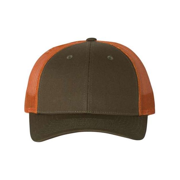 Richardson Low Pro Trucker Cap - Richardson 115 Dark Loden/ Jaffa Orange M/L Caps