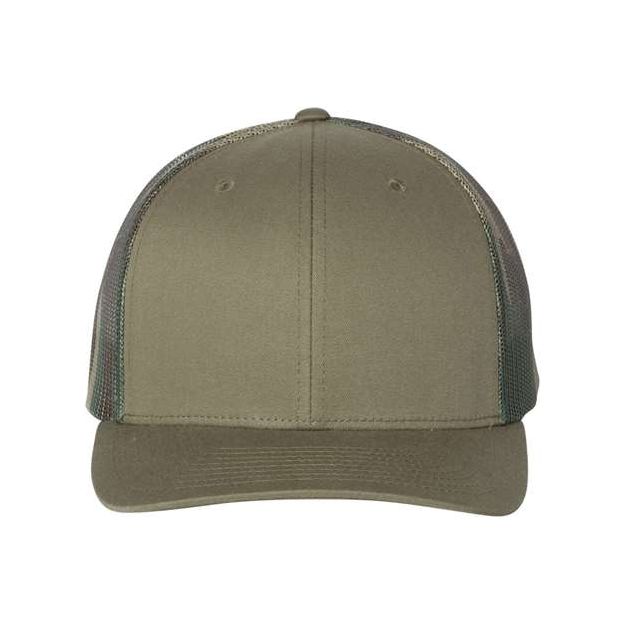 Richardson Printed Mesh Trucker Cap - Richardson 112PM Silver/ Grey Camo Adjustable Hats