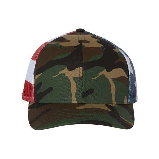 Richardson Printed Mesh Trucker Cap - Richardson 112PM Silver/ Grey Camo Adjustable Hats