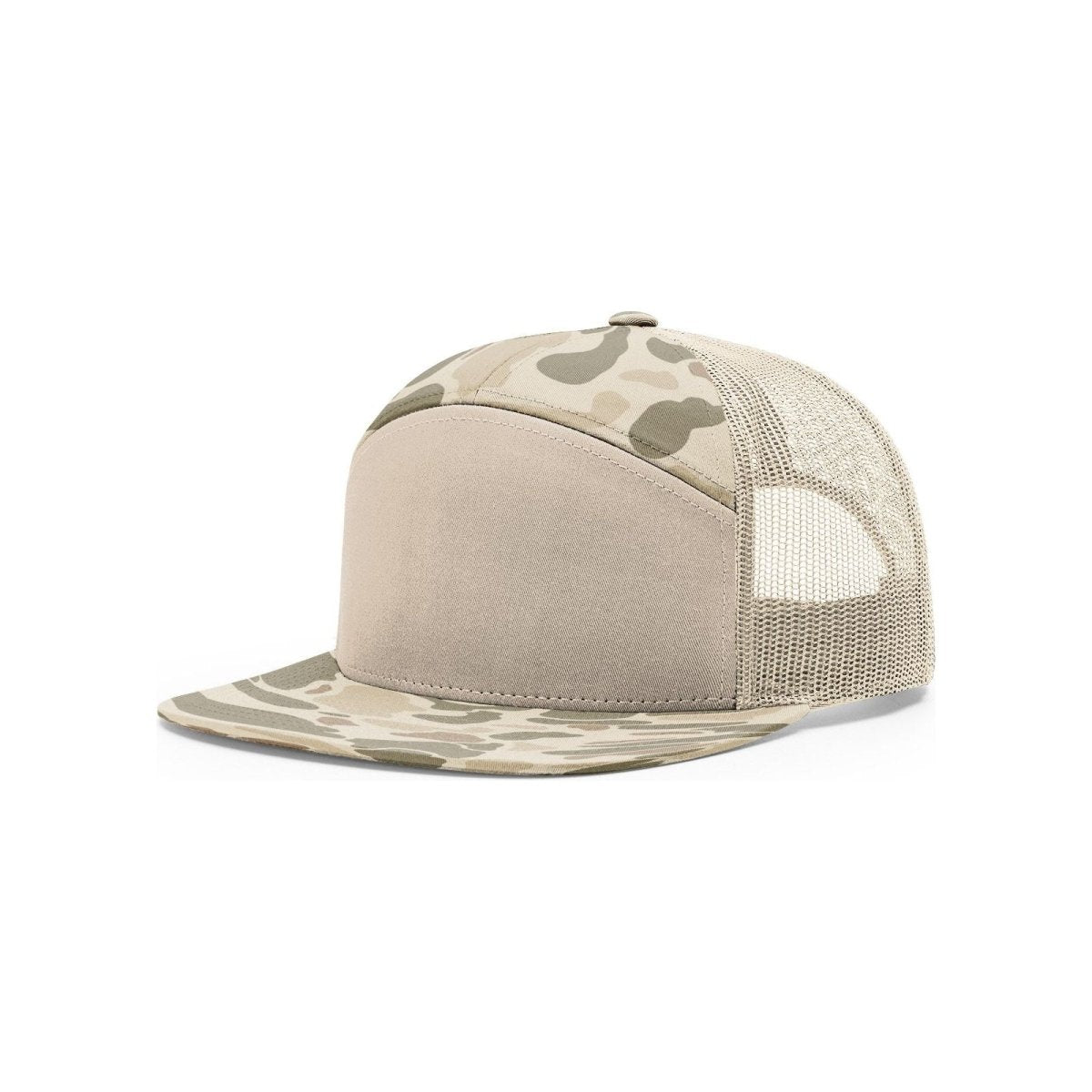Richardson Printed Seven - Panel Trucker Cap - Richardson 168P Harvest Duck Camo/Sandstone Adjustable Caps
