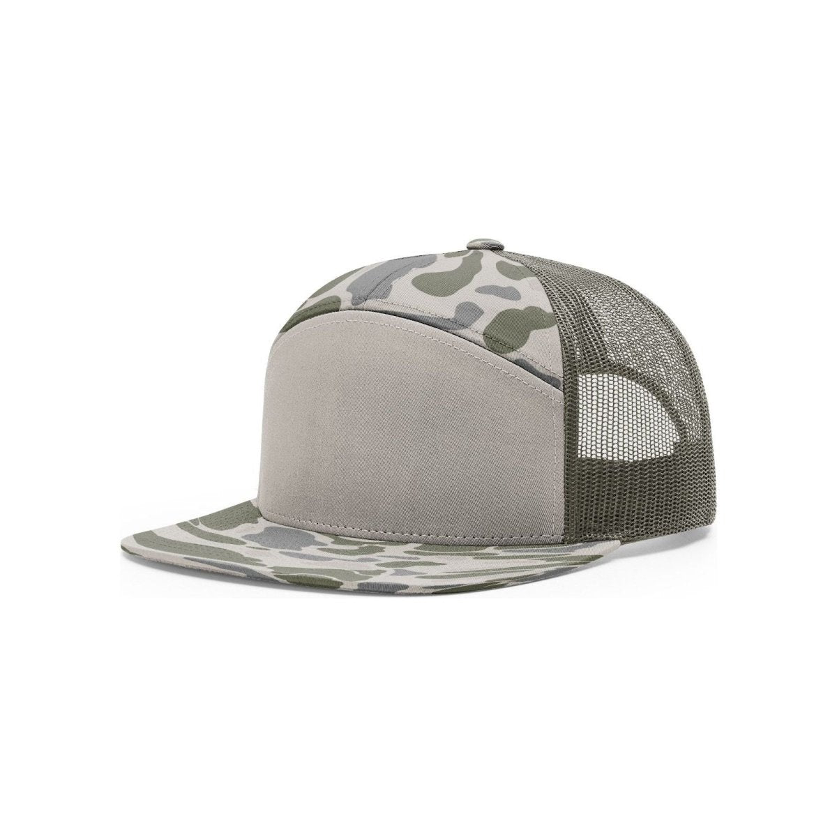 Richardson Printed Seven - Panel Trucker Cap - Richardson 168P Marsh Duck Camo/Loden Adjustable Caps
