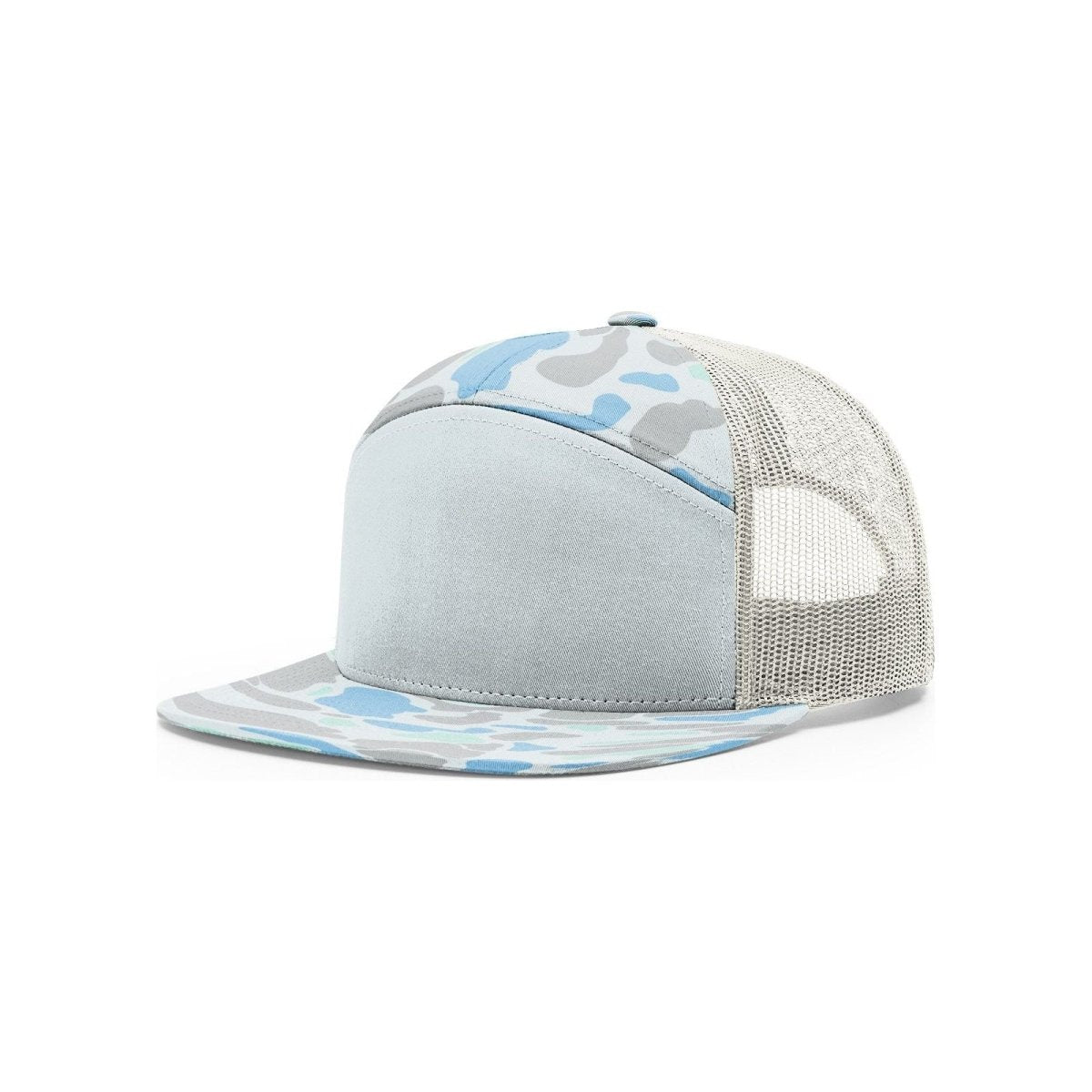 Richardson Printed Seven - Panel Trucker Cap - Richardson 168P Saltwater Duck Camo/Ice Grey Adjustable Caps
