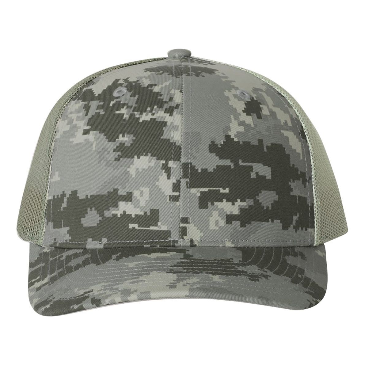 Richardson Printed Trucker Cap - Richardson 112P Military Digital Camo/ Light Green Adjustable Caps