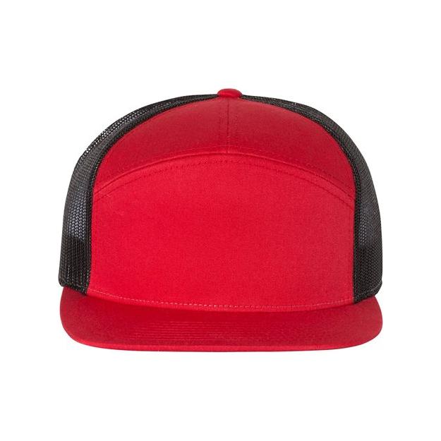 Richardson Seven - Panel Trucker Cap - Richardson 168 Black Adjustable Hats