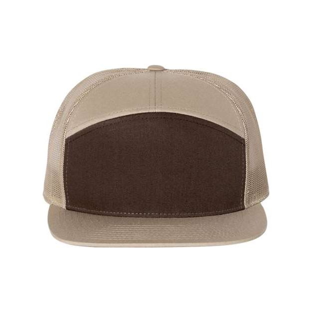 Richardson Seven - Panel Trucker Cap - Richardson 168 Brown/ Khaki Adjustable Hats