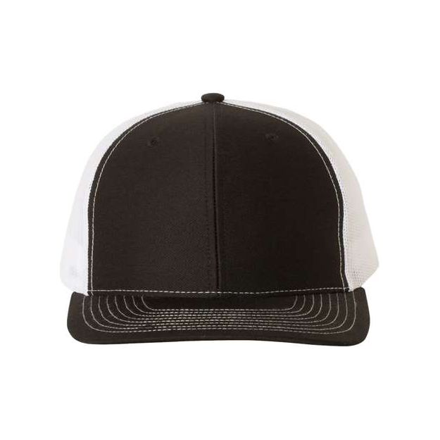Richardson Snapback Trucker Cap - XL - Richardson 112 Black/ White XL Hats