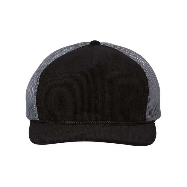 Richardson Troutdale Corduroy Trucker Cap - Richardson 930 Light Grey/ Black Adjustable Hats