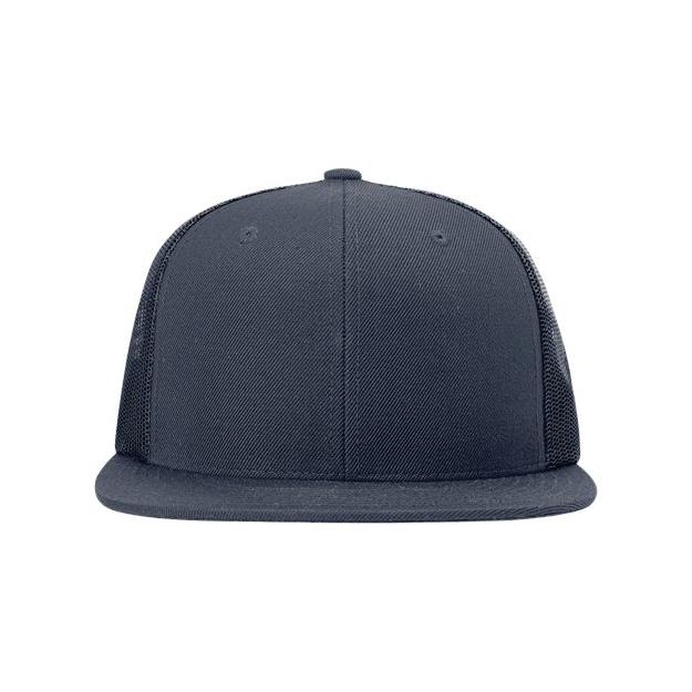 Richardson Wool Blend Flat Bill Trucker Cap - Richardson 511 Navy/ Navy Adjustable Hats