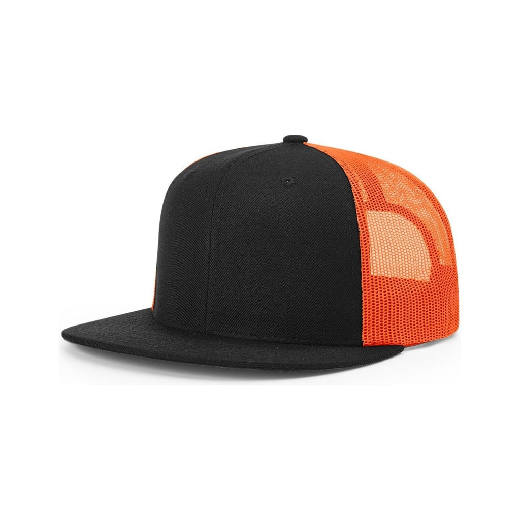 Richardson Wool Blend Flat Bill Trucker Cap - Richardson 511 Red/ Black Adjustable Hats