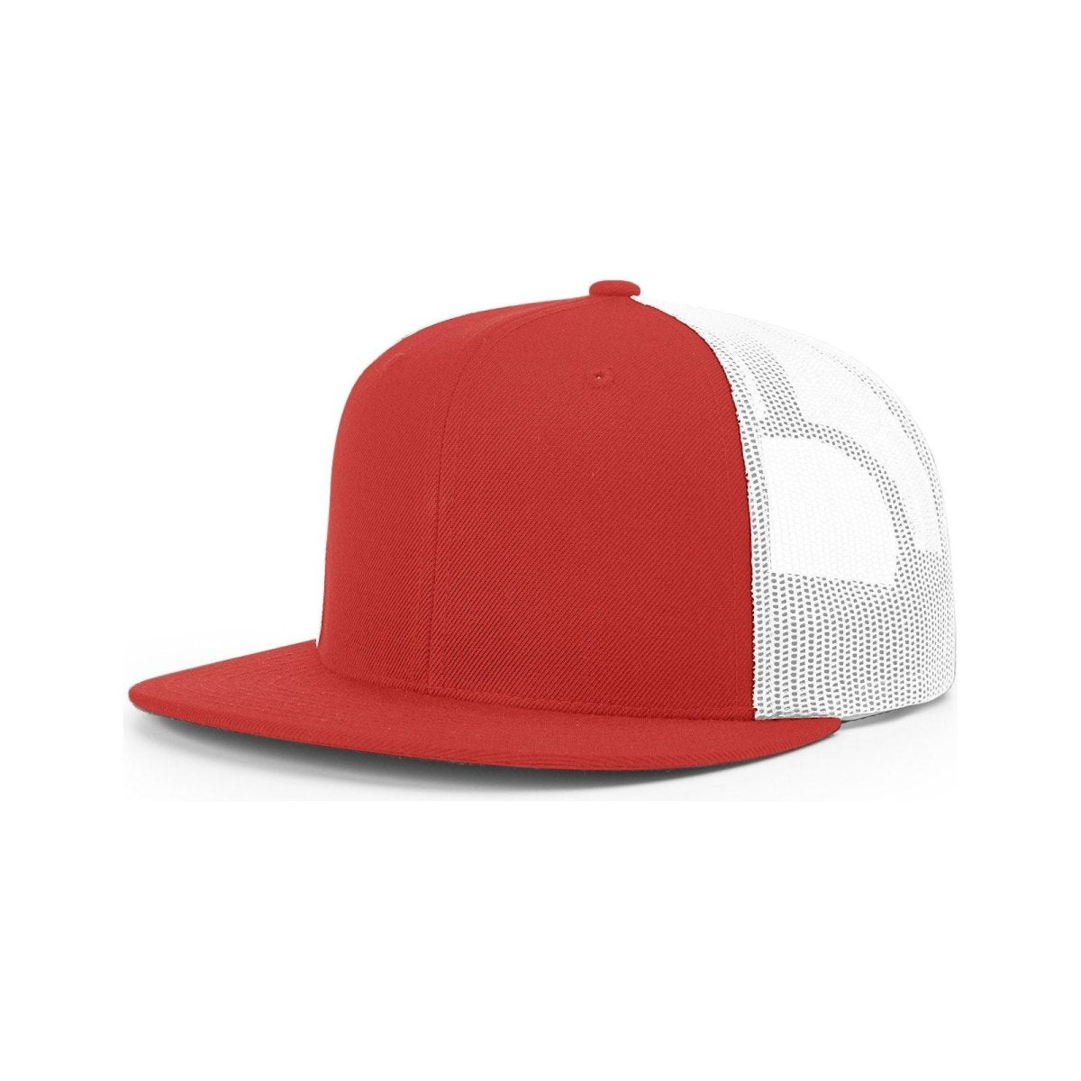 Richardson Wool Blend Flat Bill Trucker Cap - Richardson 511 Red/ Black Adjustable Hats