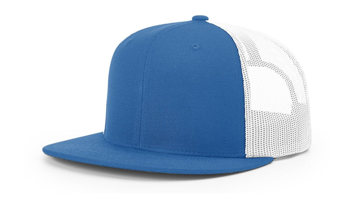 Richardson Wool Blend Flat Bill Trucker Cap - Richardson 511 Royal/White Adjustable Hats